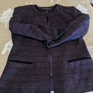 sag harbor suit jacket, purple and black multi, zip up, size 12.HAS pockets